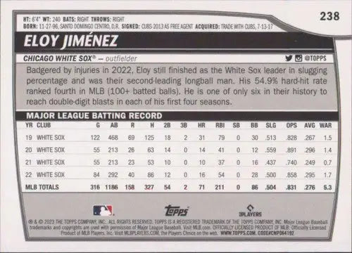 2023 Topps Big League #238 Eloy Jimenez NM-MT White Sox ID:53260 - Baseball Card Single