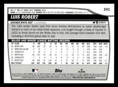 2023 Topps Big League #241 Luis Robert - Baseball Card Single