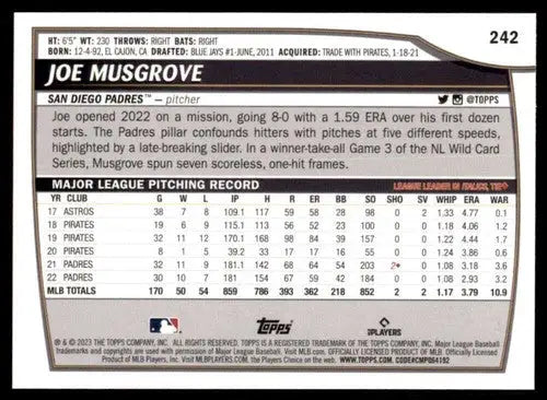 2023 Topps Big League #242 Joe Musgrove NM-MT Padres ID:53263 - Baseball Card Single