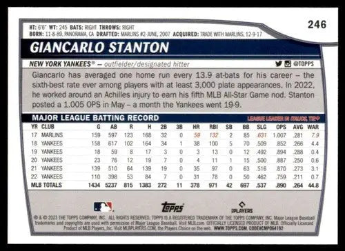2023 Topps Big League #246 Giancarlo Stanton NM-MT Yankees ID:56433 - Baseball Card Single