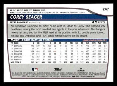 2023 Topps Big League #247 Corey Seager - Baseball Card Single