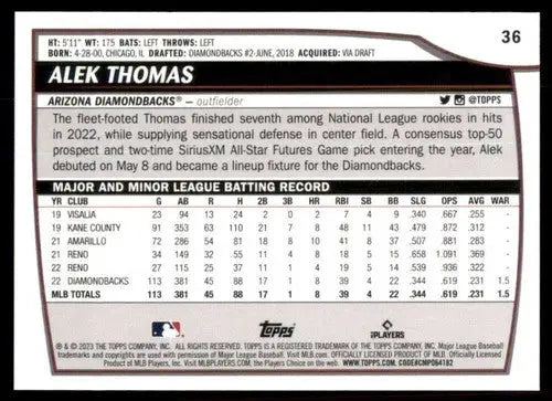 2023 Topps Big League #36 Alek Thomas NM-MT Diamondbacks ID:56312 - Baseball Card Single
