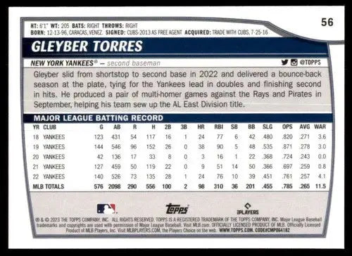 2023 Topps Big League #56 Gleyber Torres NM-MT Yankees ID:56344 - Baseball Card Single