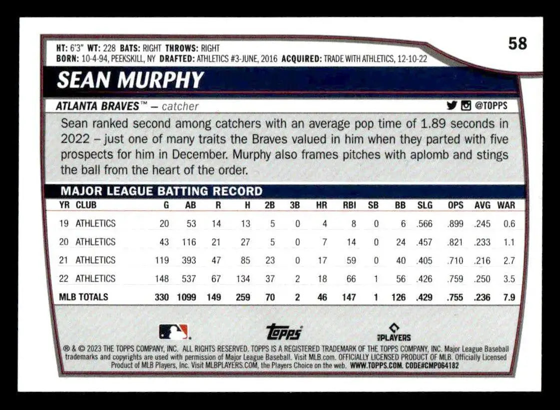 2023 Topps Big League #58 Sean Murphy - Baseball Card Single