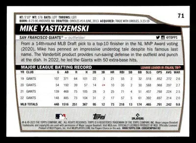 2023 Topps Big League #71 Mike Yastrzemski - Baseball Card Single