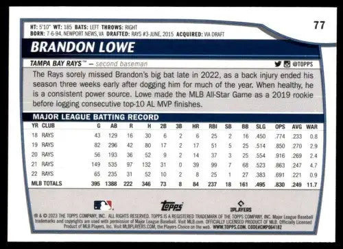 2023 Topps Big League #77 Brandon Lowe NM-MT Rays ID:51527 - Baseball Card Single
