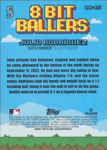 2023 Topps Big League baseball card featuring Julio Rodriguez with original gloss