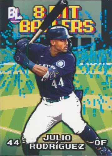 Julio Rodríguez baseball card from 2023 Topps Big League 8-Bit Ballers original gloss