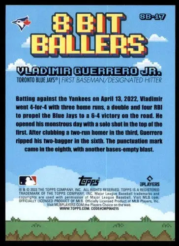 2023 Topps Big League 8-Bit Ballers #8B-17 Vladimir Guerrero Jr. NM-MT ID:51329 - Baseball Card Single