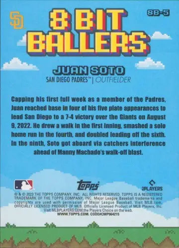 Juan Soto baseball card from 2023 Topps Big League Big Ballers series