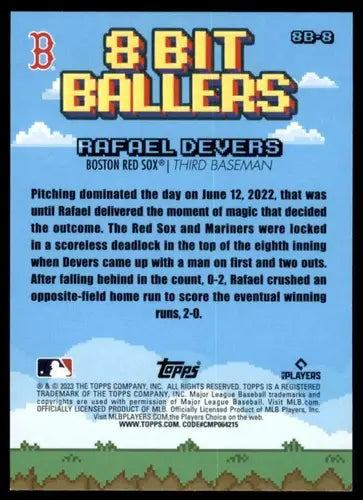 Original gloss 2023 Topps Big League Rafael Devers 8-Bit Ballers baseball card image