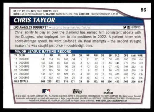 2023 Topps Big League #86 Chris Taylor NM-MT Dodgers ID:51562 - Baseball Card Single