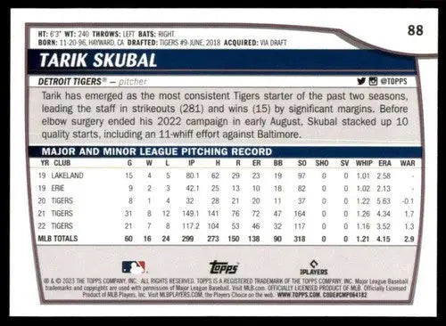 Original gloss of 2023 Topps Big League Tarik Skubal baseball card Tigers ID 56360