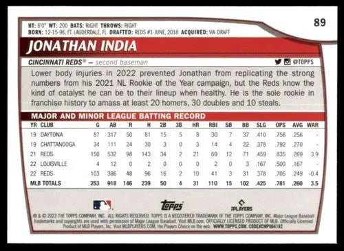 2023 Topps Big League #89 Jonathan India NM-MT Reds ID:51516 - Baseball Card Single