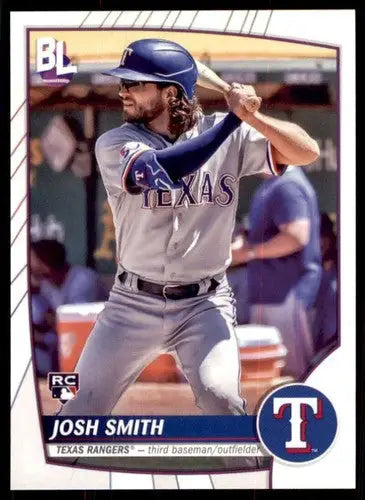 Original gloss baseball card featuring Josh Smith from 2023 Topps Big League Rangers