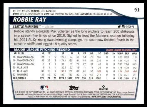2023 Topps Big League #91 Robbie Ray NM-MT Mariners ID:56362 - Baseball Card Single