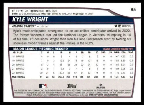 2023 Topps Big League #95 Kyle Wright NM-MT Braves ID:51517 - Baseball Card Single