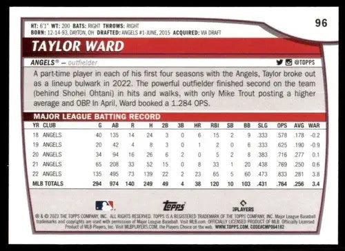 Original gloss 2023 Topps Big League Taylor Ward baseball card NM-MT Angels