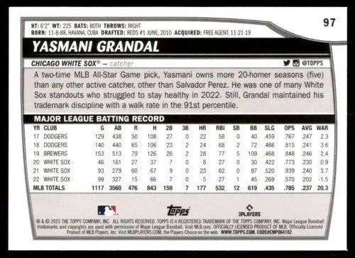 2023 Topps Big League #97 Yasmani Grandal NM-MT White Sox ID:53325 - Baseball Card Single