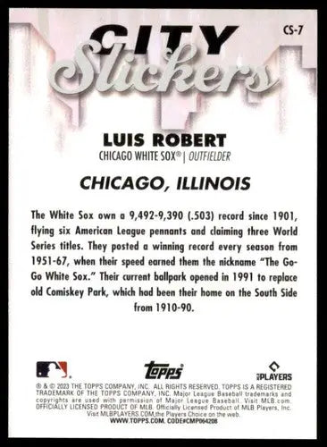 Luis Robert baseball card from 2023 Topps Big League City Slickers series