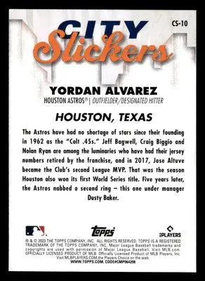 2023 Topps Big League #CS-10 Yordan Alvarez City Slickers - Baseball Card Single