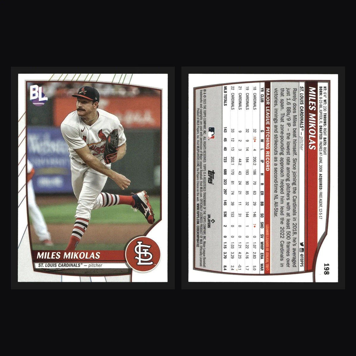 2023 Topps Big League Miles Mikolas #198 St. Louis Cardinals - Baseball Card Single