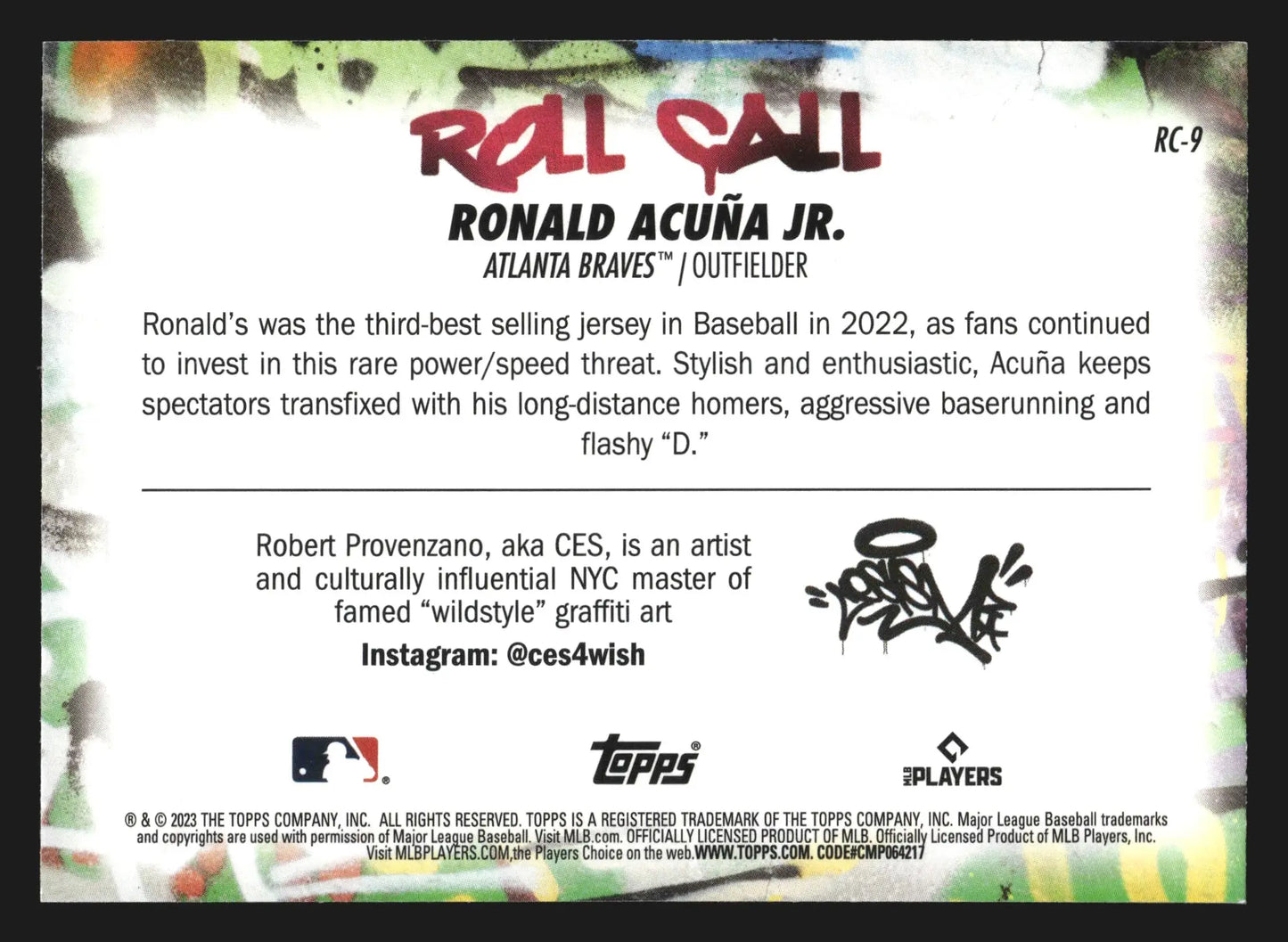 2023 Topps Big League #RC-9 Ronald Acuna Jr Braves Roll Call Wildstyle Art