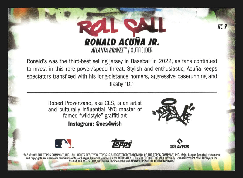 2023 Topps Big League #RC-9 Ronald Acuna Jr Braves Roll Call Wildstyle Art