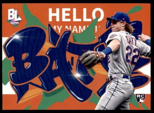 Baseball card from 2023 Topps Big League Roll featuring Brett Baty in throwing motion