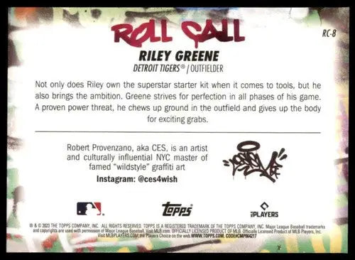 2023 Topps Big League Roll Call Wildstyle Edition baseball card back with original gloss
