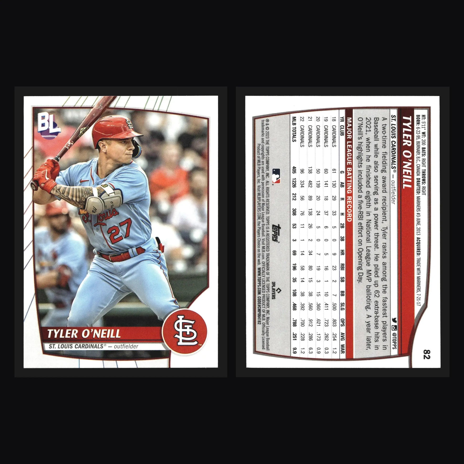 2023 Topps Big League Tyler O’Neill #82 St. Louis Cardinals - Baseball Card Single