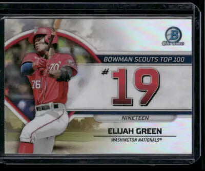 2023 Topps Bowman Chrome Elijah Green #BTP-19 Bowman Scouts Top 100 Baseball - Baseball Card Single