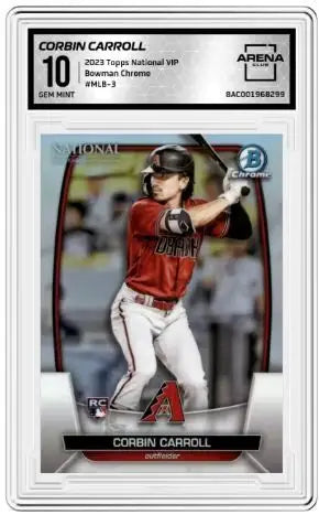 2023 Topps Bowman Chrome National VIP Corbin Carroll #MLB-3 RC Arena Club 10 - Baseball Card Single
