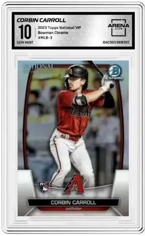 2023 Topps Bowman Chrome National VIP Corbin Carroll #MLB-3 RC Arena Club 10 - Baseball Card Single