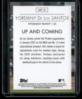 2023 Topps Bowman Chrome Yordany De Los Santos #MP-15 Modern Prospects Baseball - Baseball Card Single