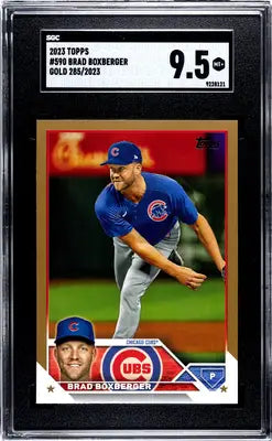 Graded 2023 Topps Brad Boxberger Gold baseball card featuring Brad Boxberger and Topps Brad