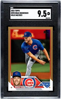 SGC-graded 2023 Topps Brad Boxberger Gold baseball card, graded 9.5, featuring topps brad boxberger
