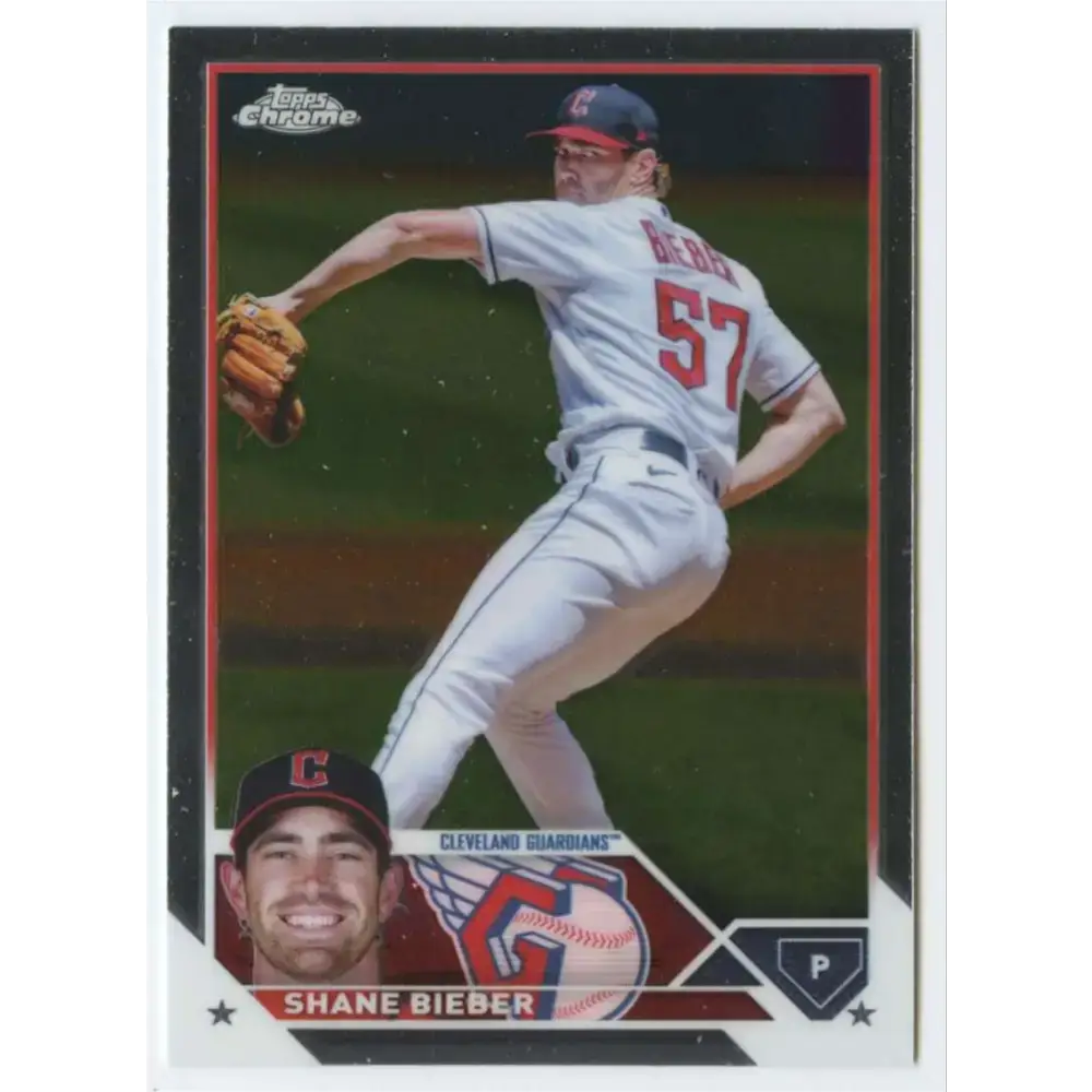 2023 Topps Chrome #118 Shane Bieber NM-MT Cleveland Guardians Baseball Card - Baseball Card Single