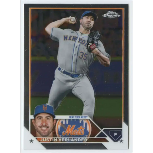 2023 Topps Chrome #126 Justin Verlander NM-MT New York Mets Baseball Card - Baseball Card Single