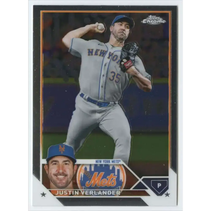 2023 Topps Chrome #126 Justin Verlander NM-MT New York Mets Baseball Card - Baseball Card Single