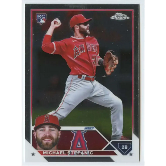 2023 Topps Chrome #138 Michael Stefanic NM-MT RC Rookie Los Angeles Angels Baseball Card - Baseball Card Single