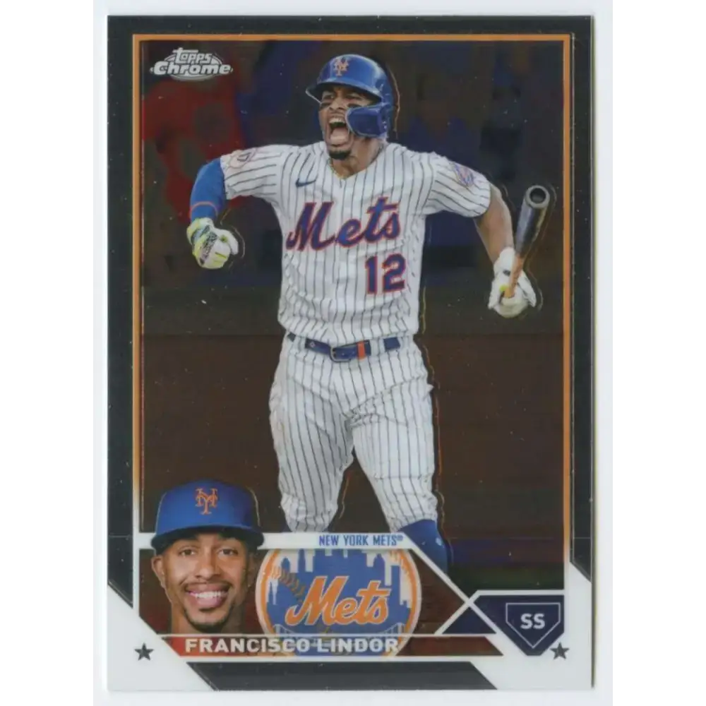 2023 Topps Chrome #142 Francisco Lindor NM-MT New York Mets Baseball Card - Baseball Card Single