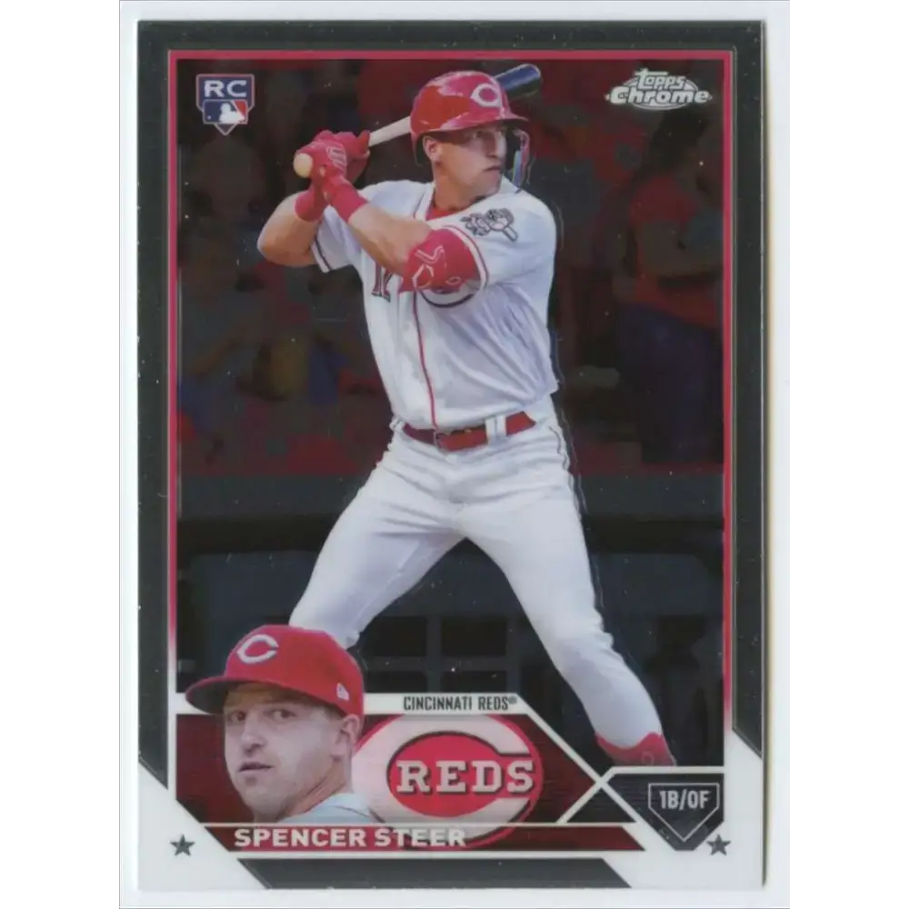 2023 Topps Chrome #146 Spencer Steer NM-MT RC Rookie Cincinnati Reds Baseball Card - Baseball Card Single