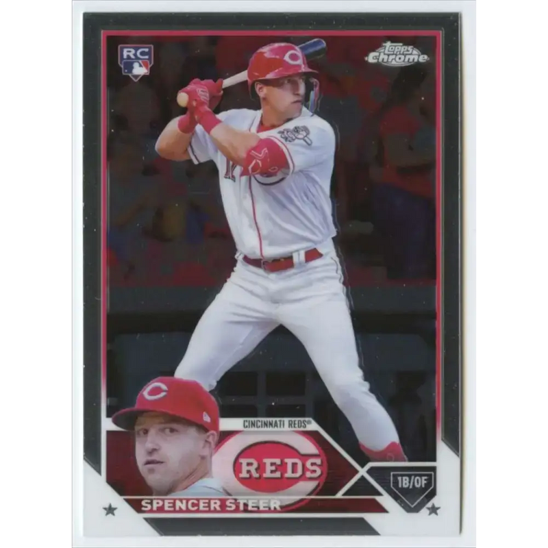 2023 Topps Chrome #146 Spencer Steer NM-MT RC Rookie Cincinnati Reds Baseball Card - Baseball Card Single