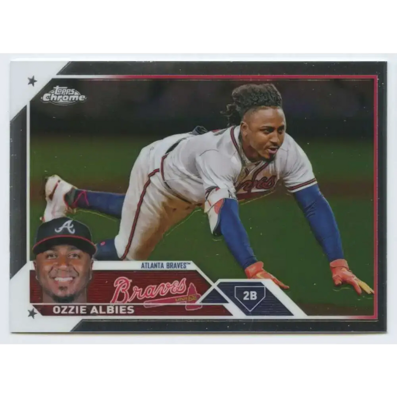 2023 Topps Chrome #196 Ozzie Albies NM-MT Atlanta Braves Baseball Card - Baseball Card Single