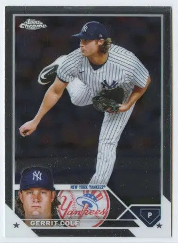 Gerrit Cole baseball card from 2023 Topps Chrome with original gloss and NM-MT condition