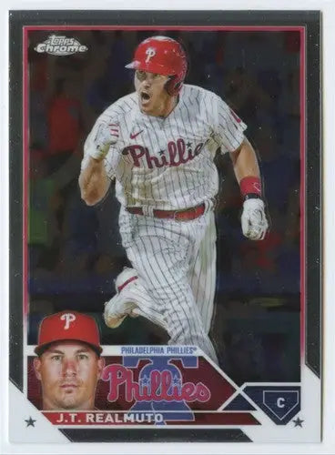 J.T. Realmuto baseball card with original gloss from 2023 Topps Chrome series