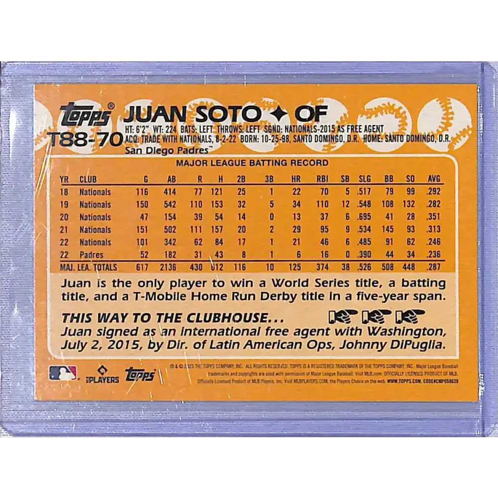 2023 Topps Chrome 35th Anniversary #T88-70 Juan Soto NM-MT San Diego Padres - Baseball Card Single
