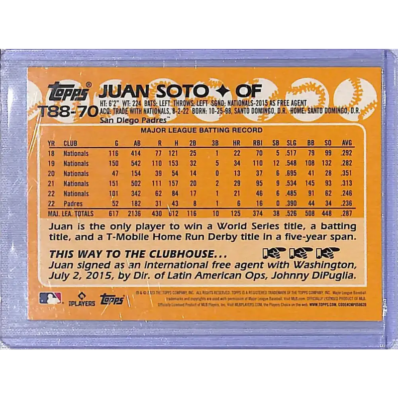 2023 Topps Chrome 35th Anniversary #T88-70 Juan Soto NM-MT San Diego Padres - Baseball Card Single