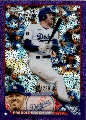 2023 Topps Chrome #5 Freddie Freeman Purple Speckle Refractors #/299 - Baseball Card Single